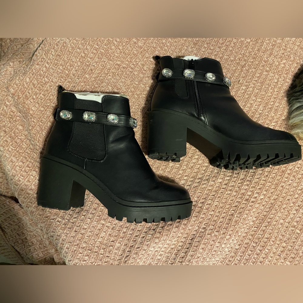 Torrid Black Ankle Boots with Crystal Belt - Picture 2 of 9
